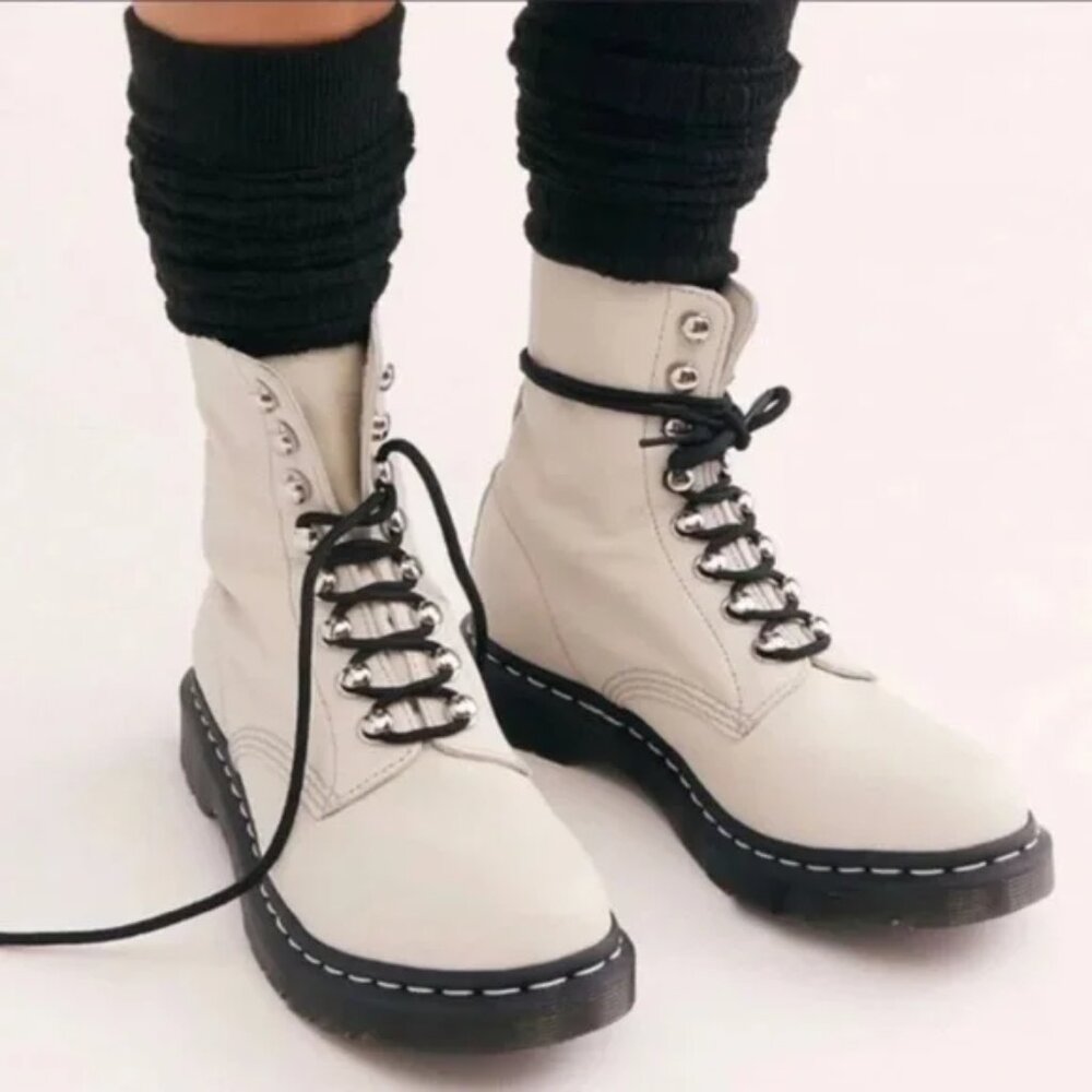 Doc Marten 1460 Pascal Hardware Lace Up Boots Bone White 9